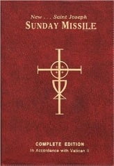sunday missal with words 'sunday missile' on the top